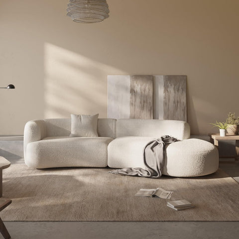 Acanva Modern Curved Sectional Living Room Couch, Minimalist Comfy Boucle Fabric Modular Sofa for Apartment