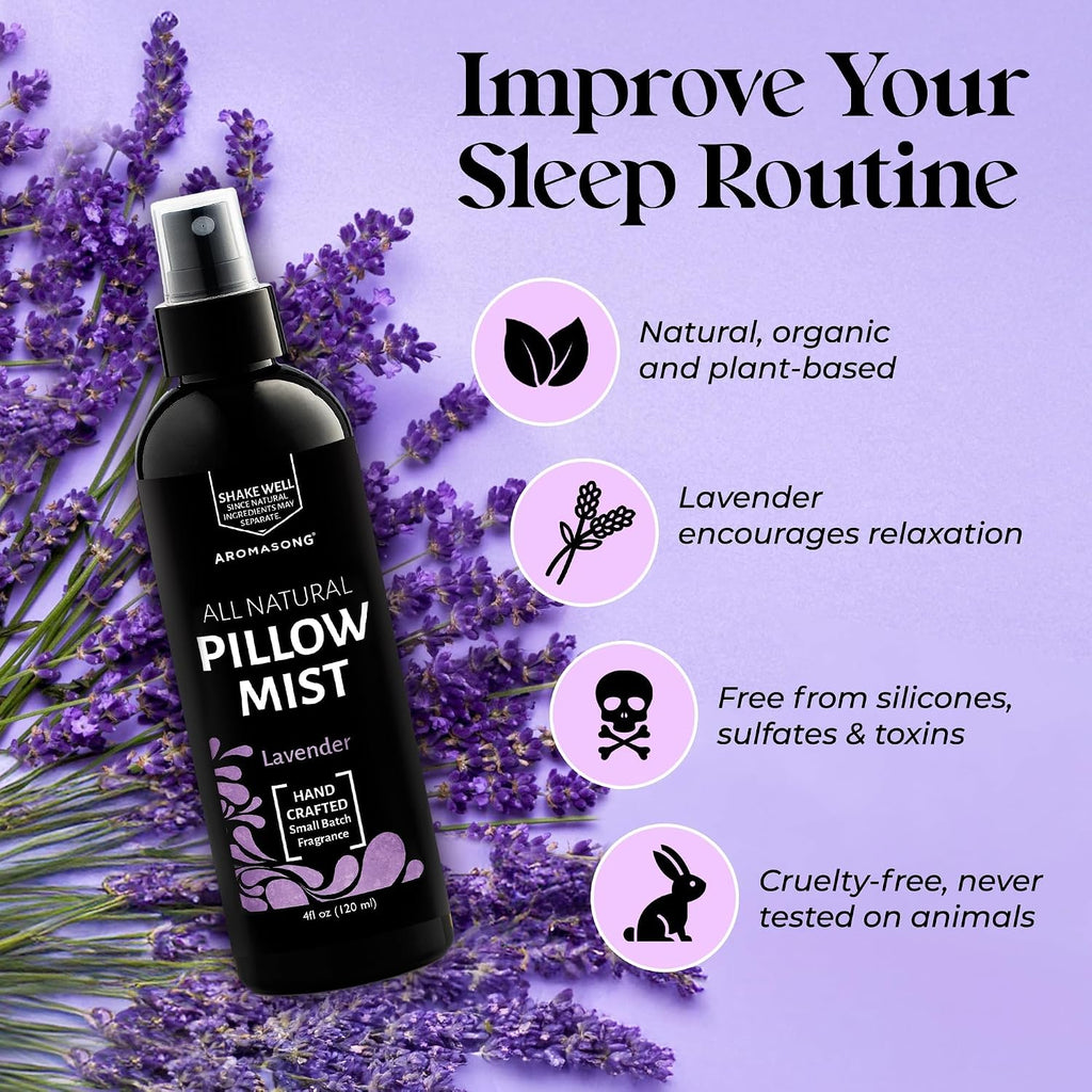 Lavender Spray for Sleep Pillow | 2-Pack | All Natural Calming Linen & Bedtime Sleep Mist for Deep Sleep - Pillow - Set of 2