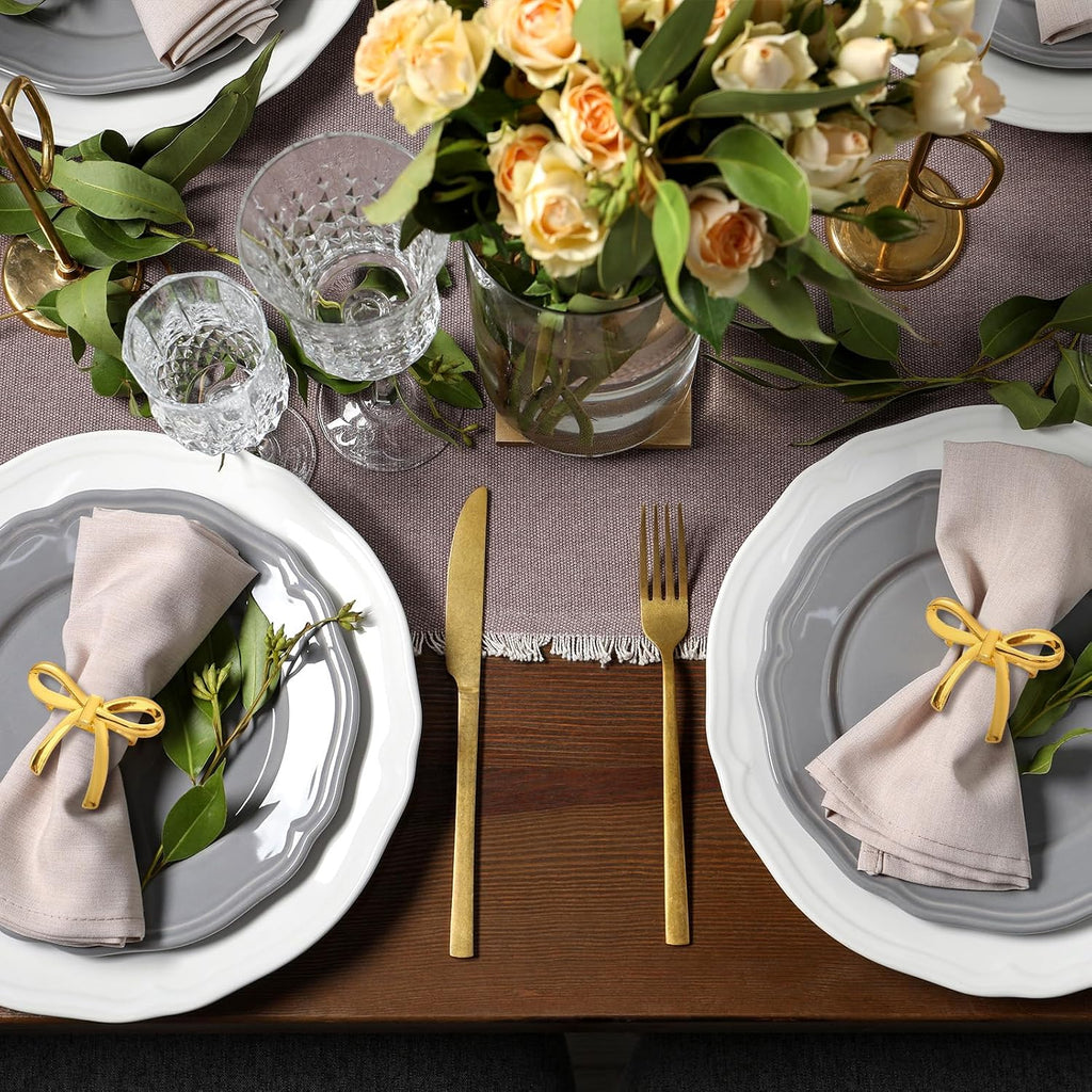 Gold Bow Napkin Rings, Metal Butterfly Holders Wedding - Set of 12