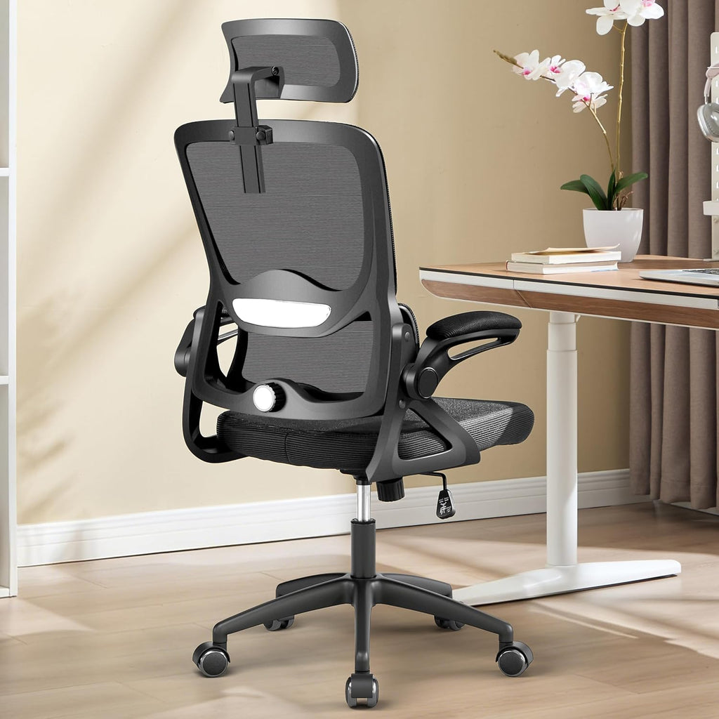 Ergonomic,Mesh with Lumbar Support,High Back Desk Chair with Flip-up Arms,400 lbs Big and Tall Computer Chair with