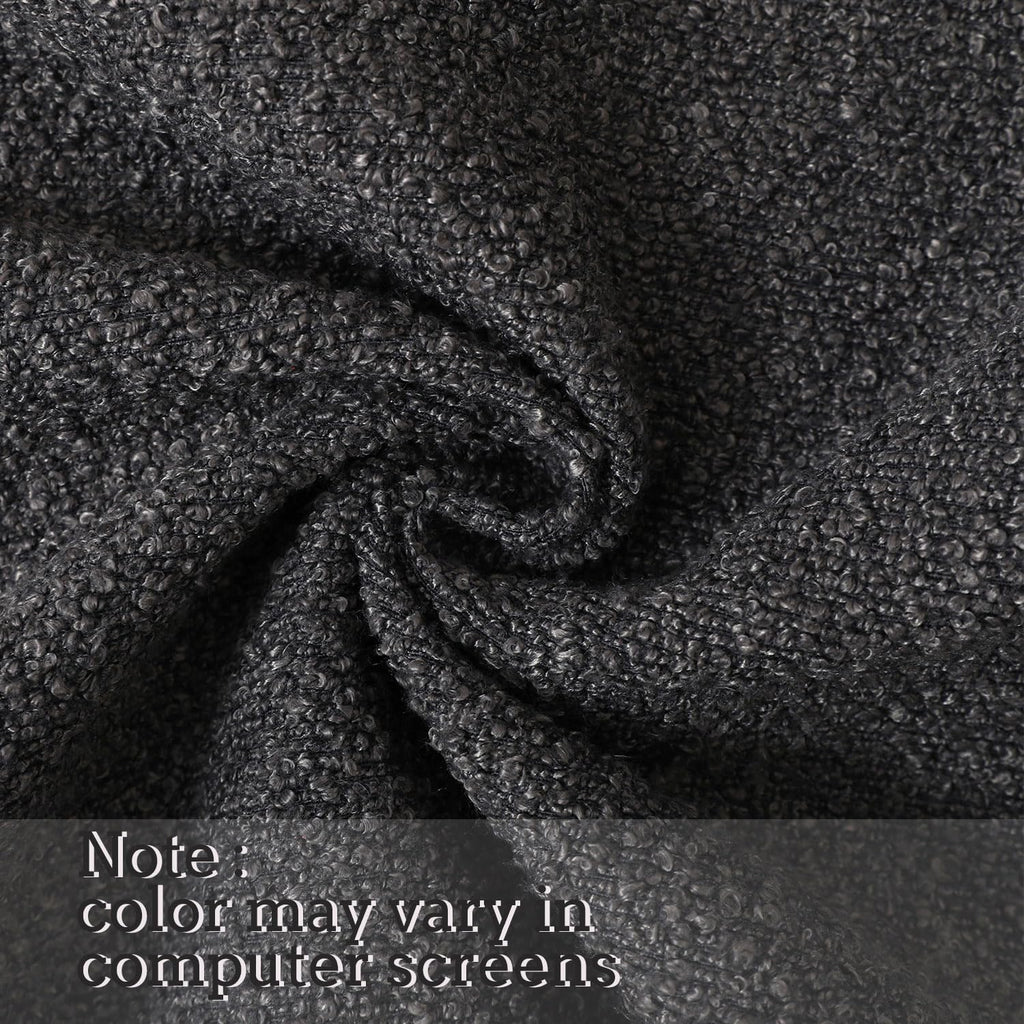 Graphite Grey Decorative Long Lumbar Thick Throw Pillow Covers Fine Textured Boucle Couch Cushion Cases for Sofa