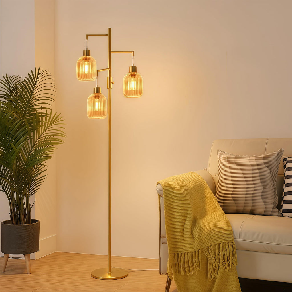 Modern Floor Lamp, Dimmable Glass Standing Lamp Vintage
