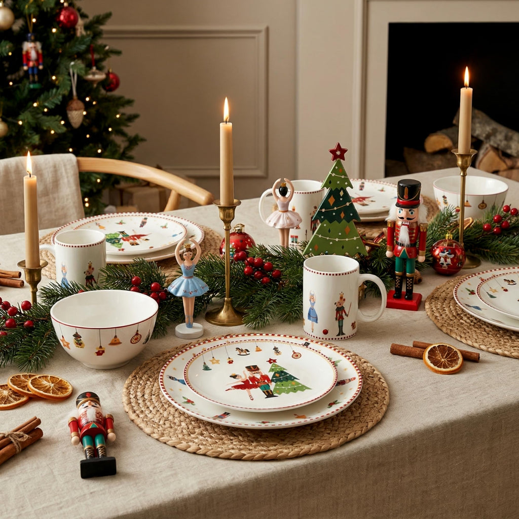 16 Pcs Nutcracker Christmas Dishes Dinnerware Set for 4 Guest