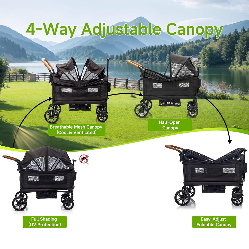 Stroller Wagon for 2 Kids,Push Pull Lightweight Travel Fold Wagon