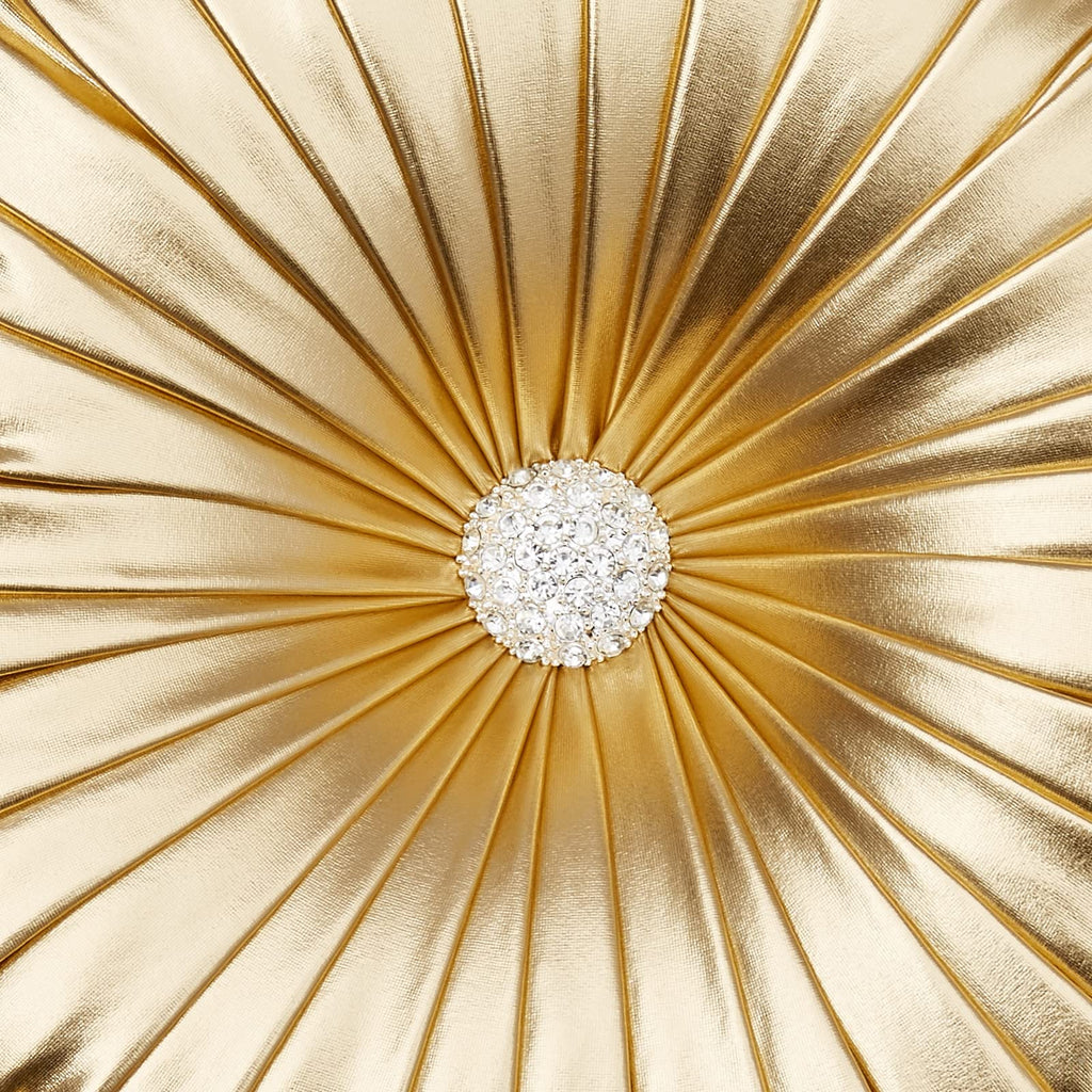 Gold Throw Pillows, Circular Pillow, Pumpkin Pleated Handmade Throw Pillows, Gold Pillows, Smooth Metallic Leather