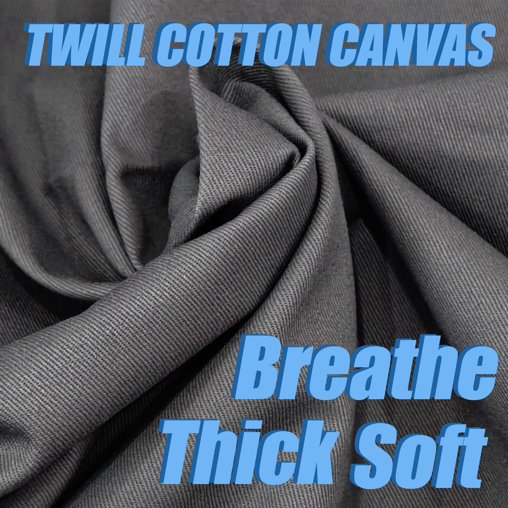 5 Yard Gray Twill Cotton Canvas Fabric, Natural Thick Cotton Poplin Fabric by The Yard, 59 Inches Wide 100% Cotton