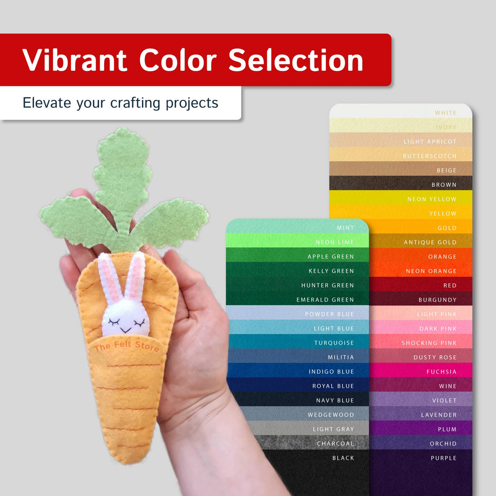 Craft Felt by The Yard - Soft, Plush, Durable Felt Fabric for DIY Arts & Crafts, Decorations, Embroidery & Sewing