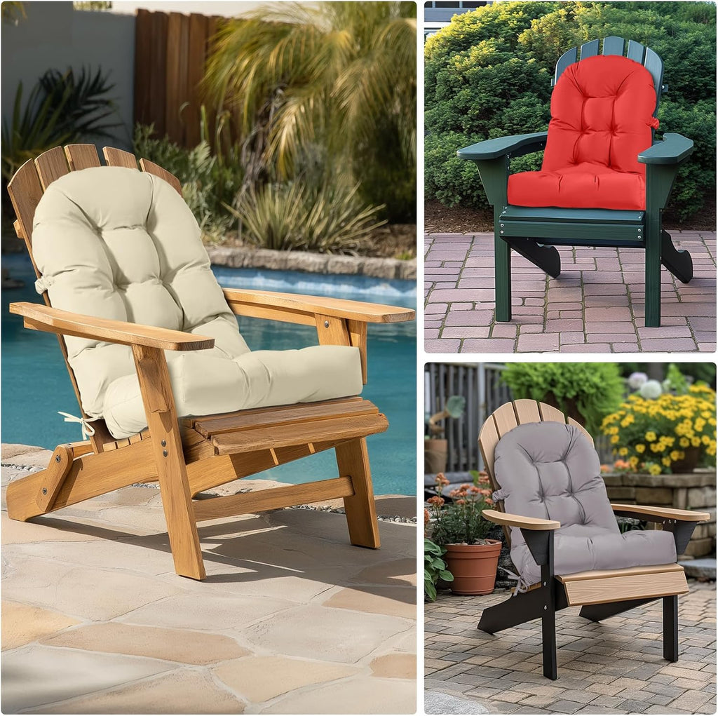 Adirondack Chair Cushion Tufted Waterproof Outdoor Rocking Chair Cushions with Ties Anti-Slip High Back Patio Chair