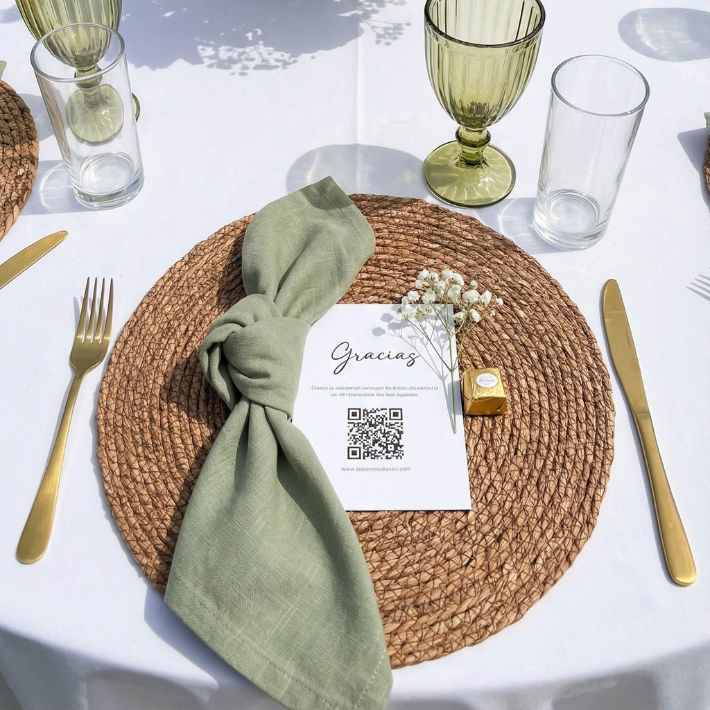 13.8" Set of 10 Brown Round Seagrass Placemats