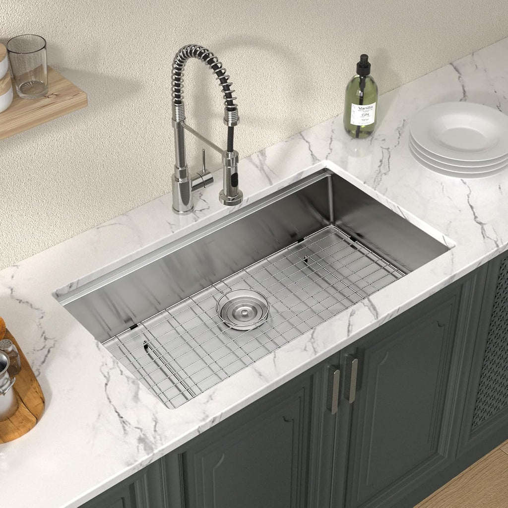 33 Inch Undermount Kitchen Sink Workstation 33"x19"x10" | SUS304 16 Gauge Single Bowl Handmade Under Counter Kitchen