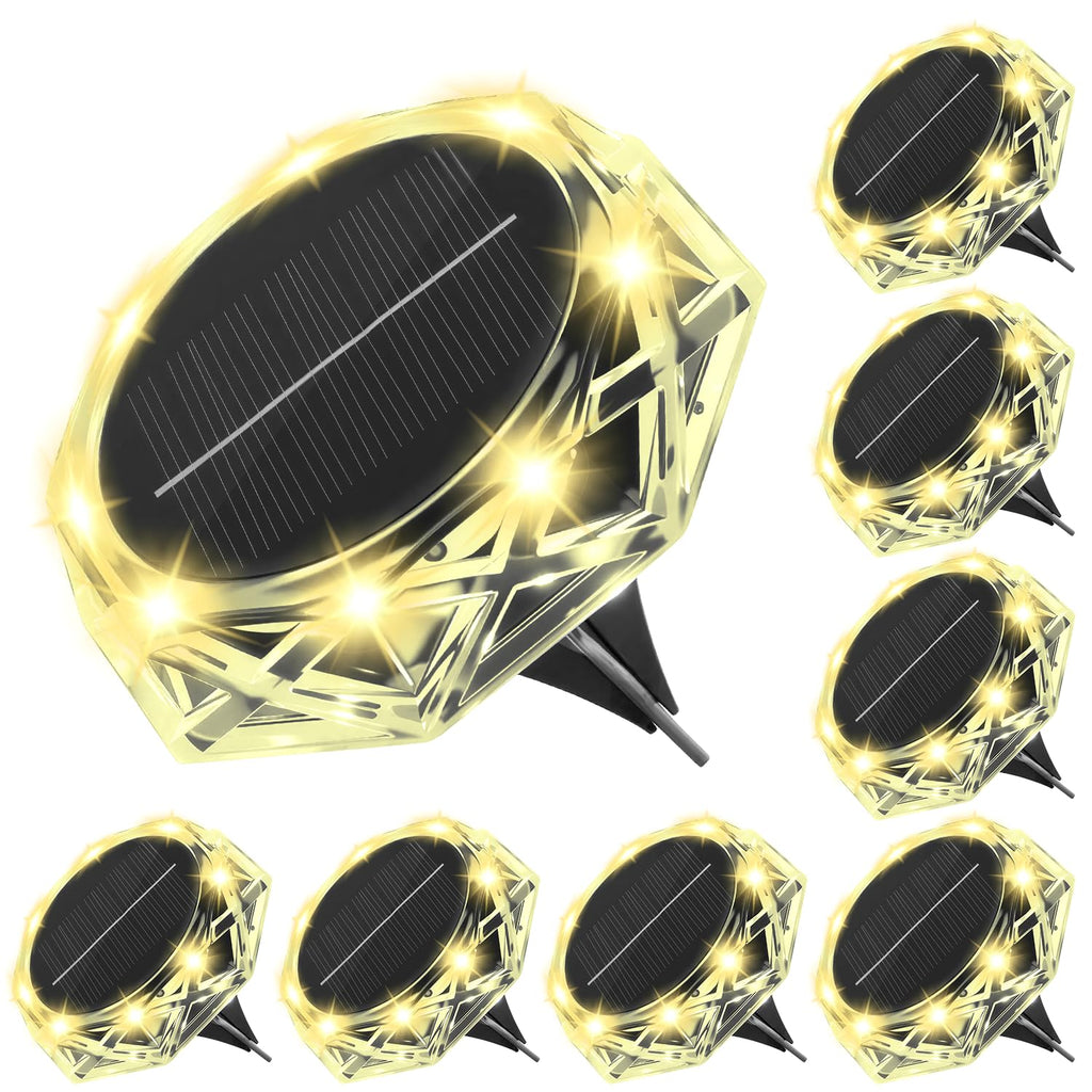 Solar Ground Lights Outdoor, 8 Pack IP68 Waterproof Solar Garden Lights Bright in-Ground Landscape Lighting
