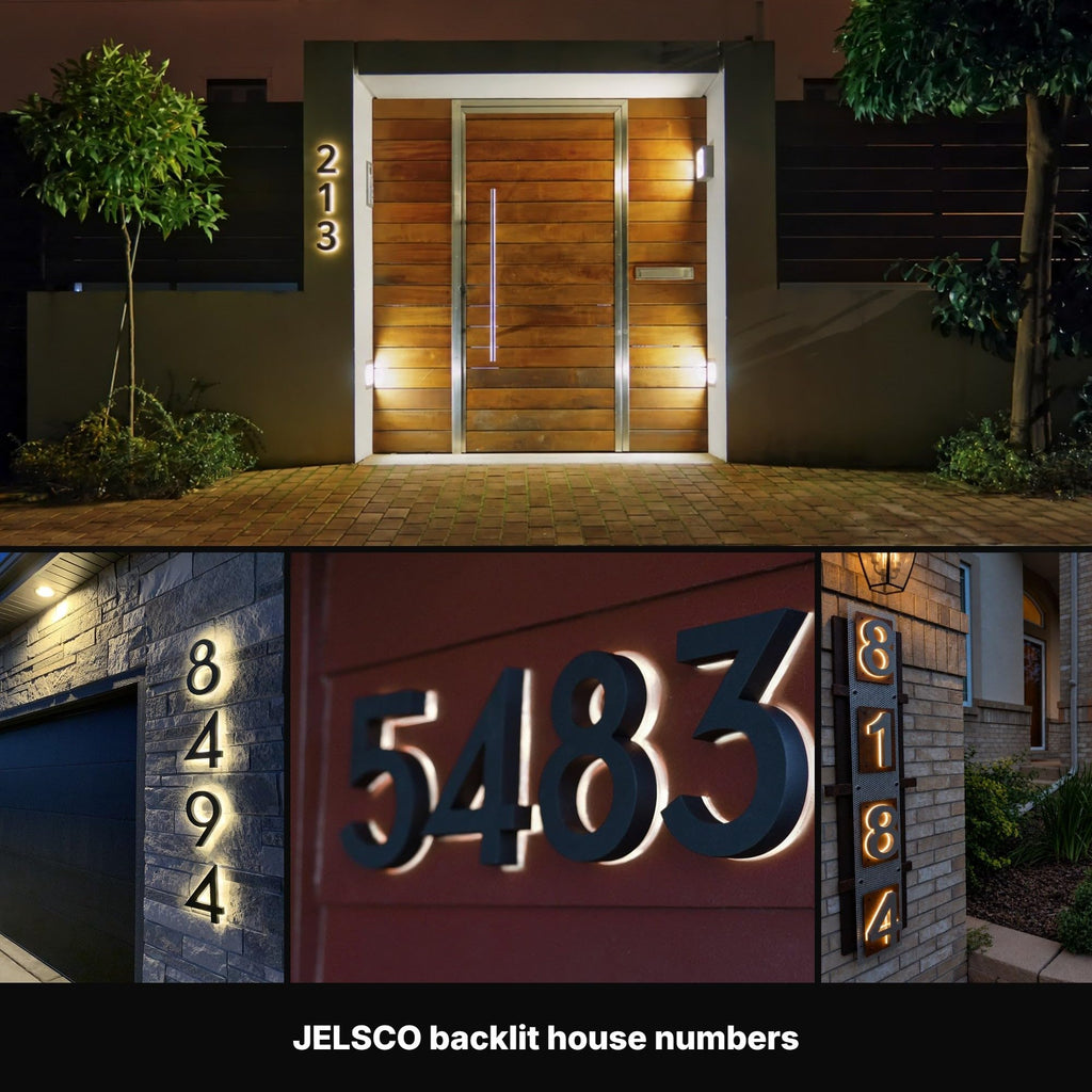 12 Inch Backlit LED House Number 1, Neutra Matte Black, Wired