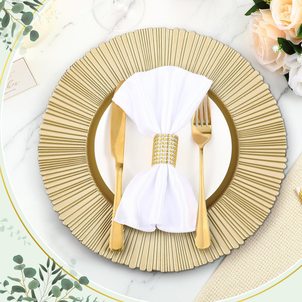 12 Pcs Charger Plates Plastic 13" Chargers for Dinner, Light Gold