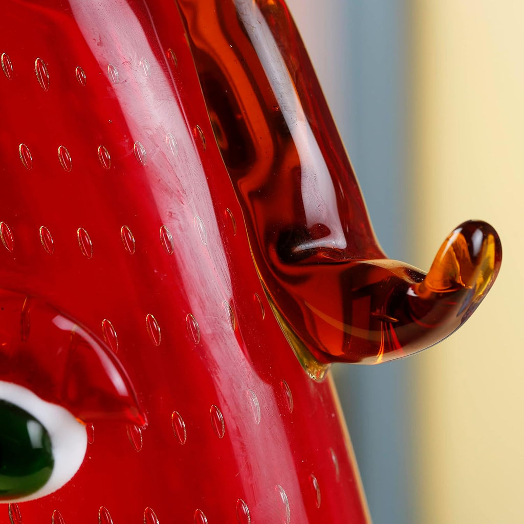Murano-Style Art Glass Vase with a Face - 12.6" Tall Mouth-Blown Artistic Sculpture with Vibrant Colors & Accents