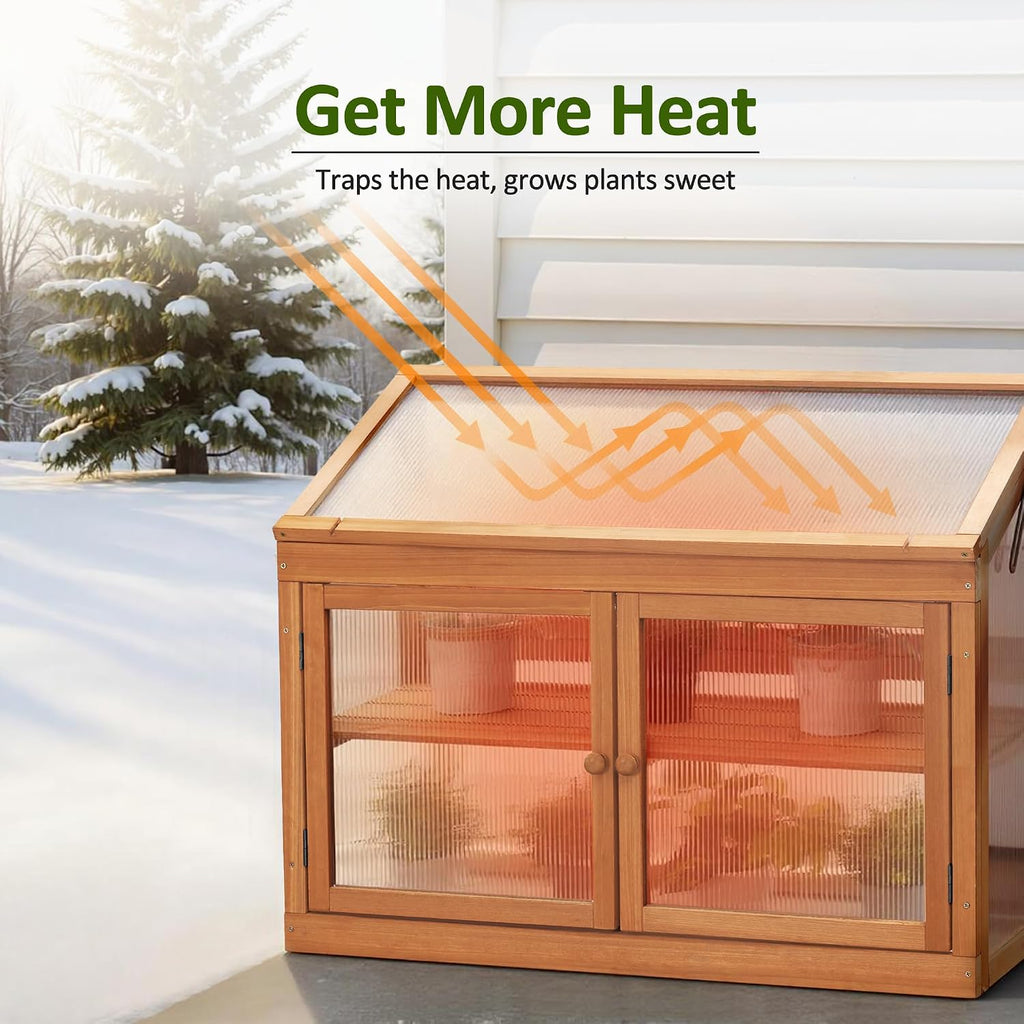 Wooden Cold Frame Garden Greenhouse Flower Planter 0160 (Orange)