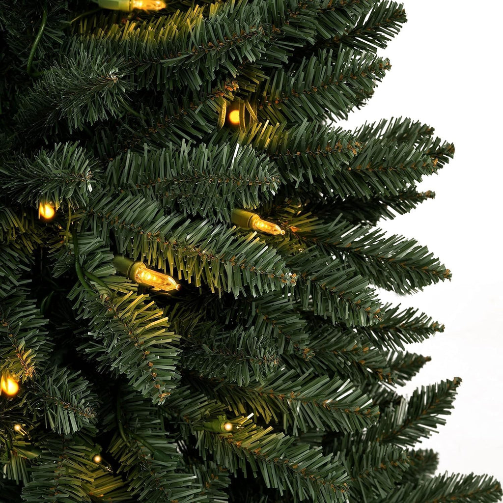Prague 7.5ft Prelit Artificial Christmas Tree with Foot Pedal, 1717 Branch Tips, 550 Warm Lights and Metal Stand, 56"