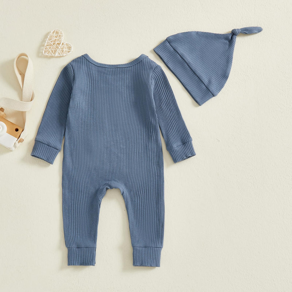 Newborn Baby Boys Romper Long Sleeve Little Brother Letter Print Ribbed Bodysuit Jumpsuit Infant Coming Home Outfit