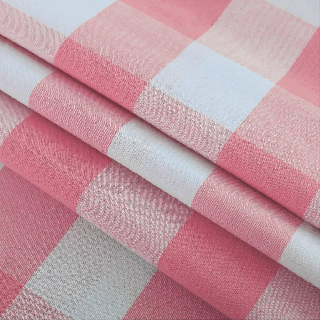 Checker Curtains Pink and White Buffalo Gingham Check 52 X 63 inches Long Living Room Drapes Plaid Kitchen Bedroom