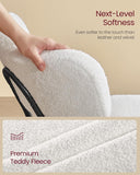 Boucle Dining Chairs Set of 2, Upholstered Kitchen Dining Room Chairs with Curved Backrest and Steel Frame