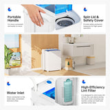 16Lbs Portable Washing Machine, Compact Single Tub Laundry Washer with Spin Dryer, Mini Semi-Automatic Washing Machine