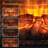 28 Inch Electric Fireplace with Mantel, Freestanding Heater with Realistic Flame and Logs, Remote Control, Timer, Adjustable 4 Flame Brightness, Indoor Fireplace for Living Room or Bedroom