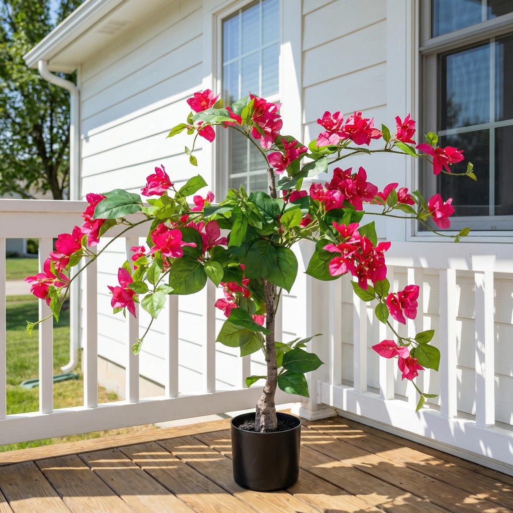 37-Inch Artificial Bougainvillea Tree, UV Resistant (Red, 37 Inch)