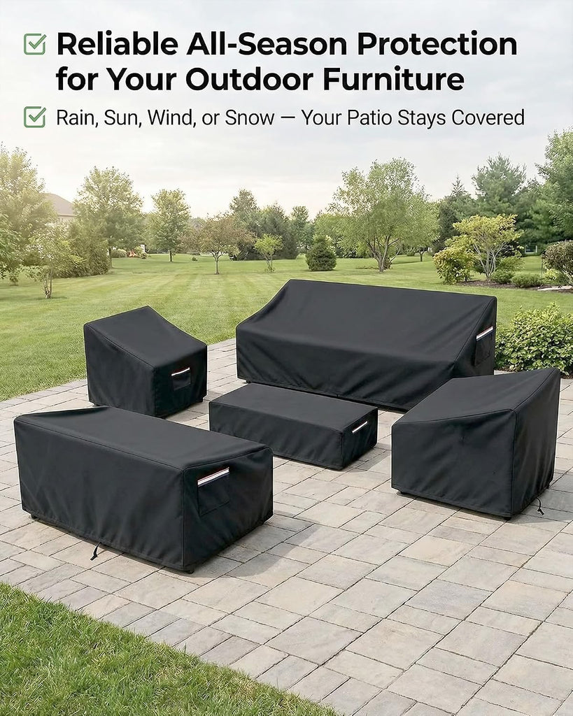 Patio Furniture Cover Set, 5-Piece Outdoor Furniture Cover Waterproof, Covers for Sofa, Loveseat, Chairs & Coffee