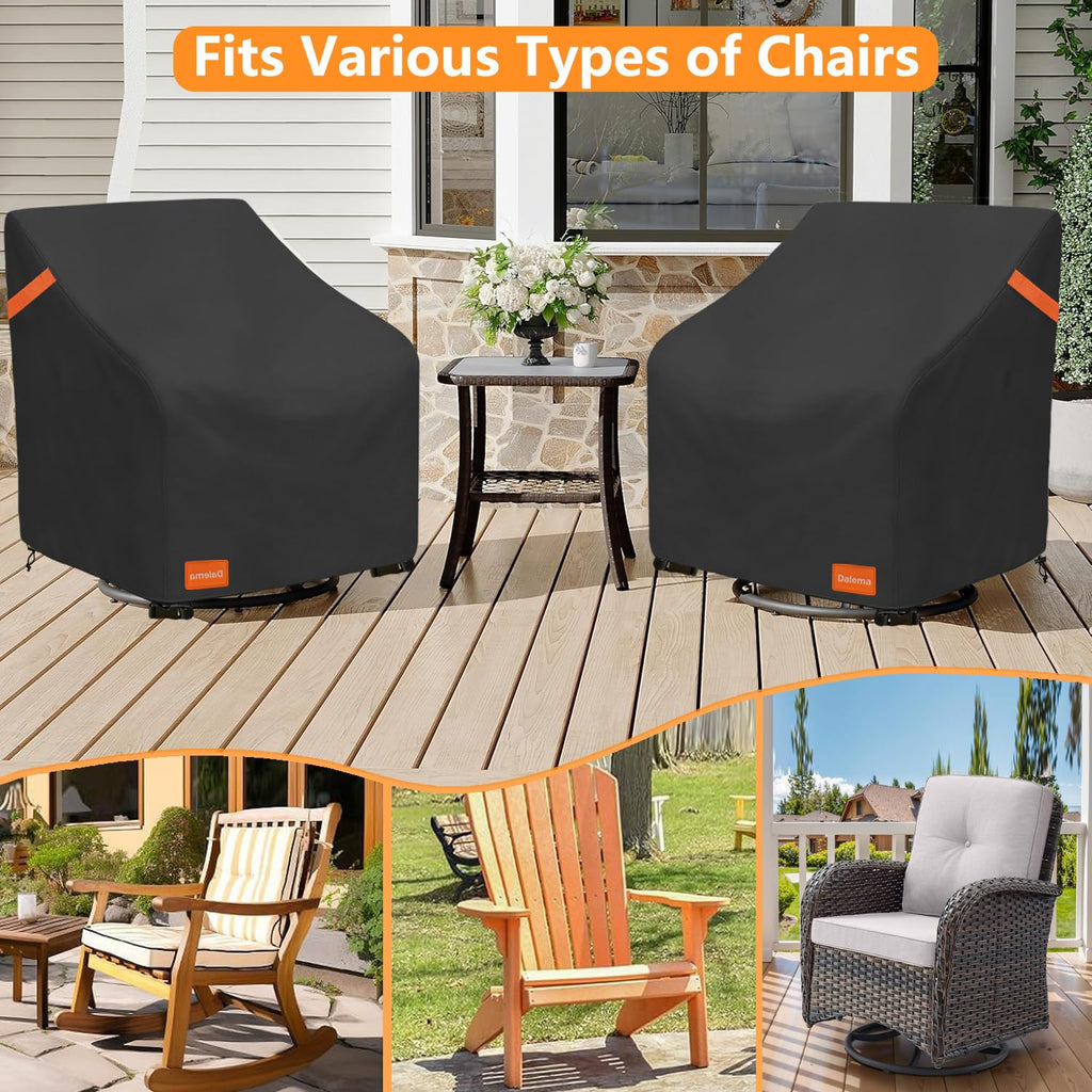 Outdoor Swivel Chair Cover 2 Pack, 600D Heavy Duty 100% Waterproof Outdoor Chair Covers, Patio Furniture Covers for