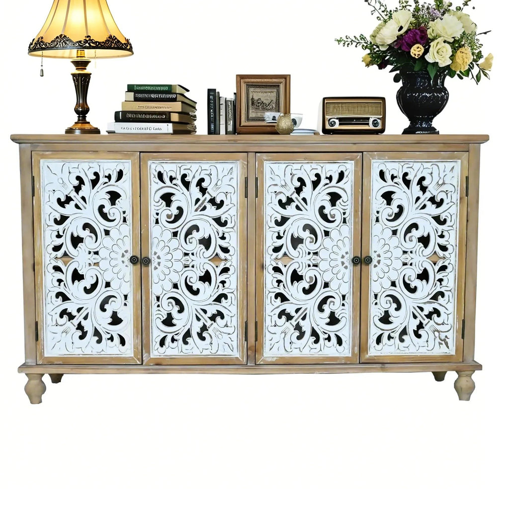 Solid Wood Sideboard Buffet, French Country Credenza Storage Cabinet