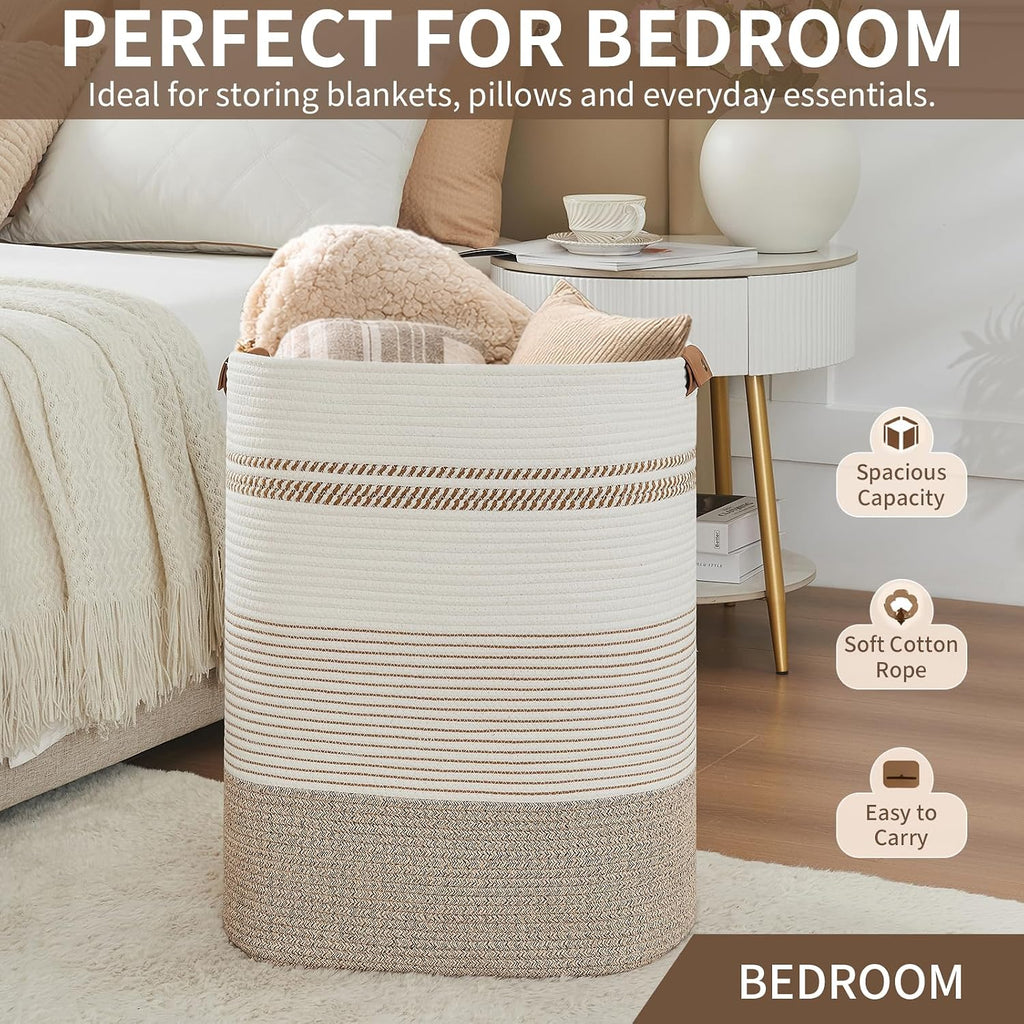 Laundry Basket with Handles - Blanket Basket & Hampers Aesthetic, Laundry Hamper & Blanket Storage , Clothes Hamper