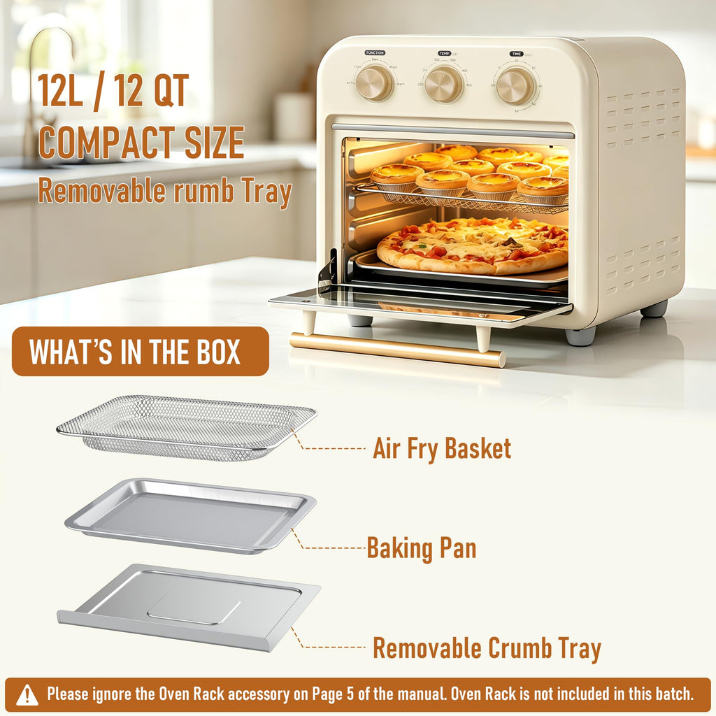 12 QT Toaster Oven Air Fryer Combo with Mechanical Knobs