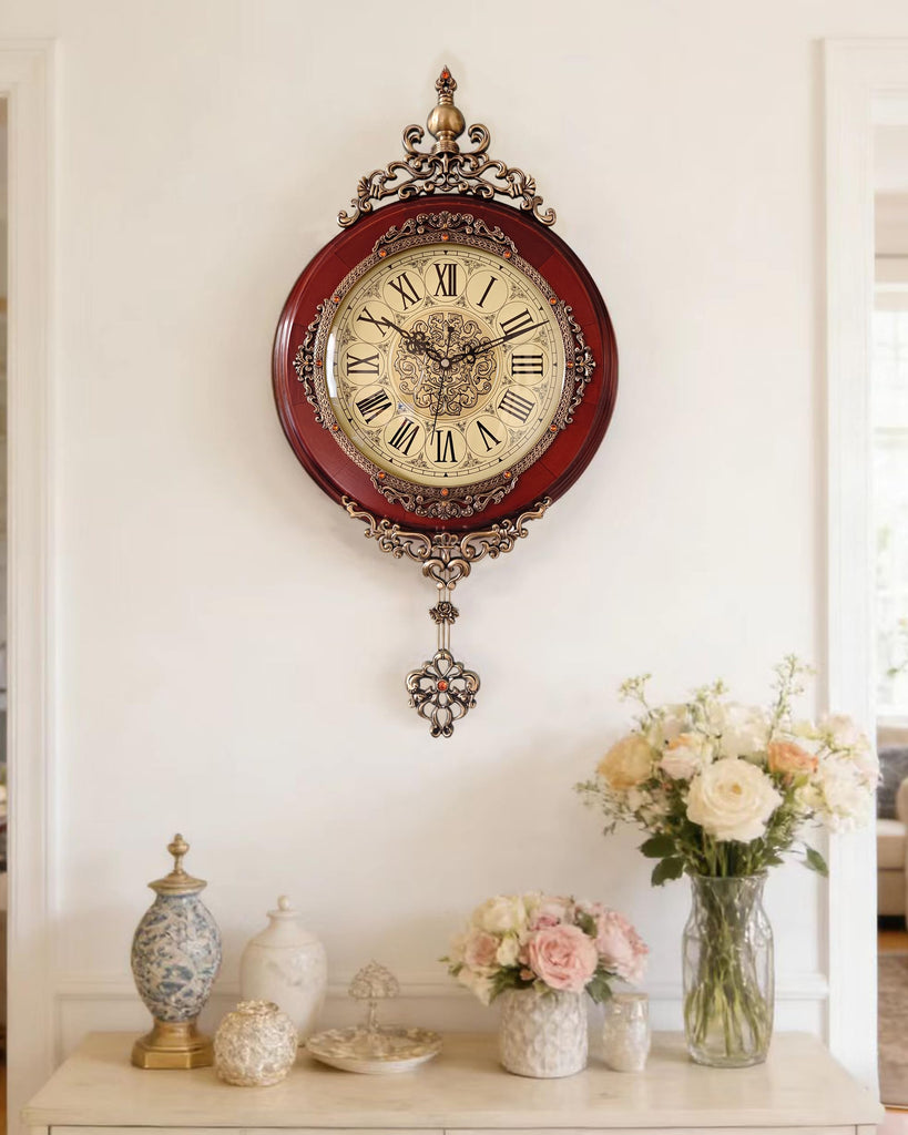 Vintage Wall Clocks Pendulum Silent Large Wall Clock Roman Numeral