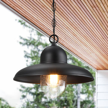 12 Inch Outdoor Pendant Light for Porch, Farmhouse Hanging Light