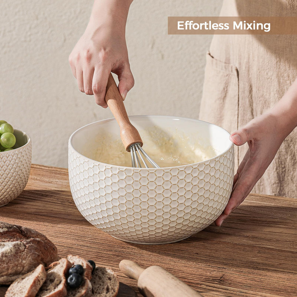 Ceramic Mixing Bowls Set of 4, Nesting Bowls