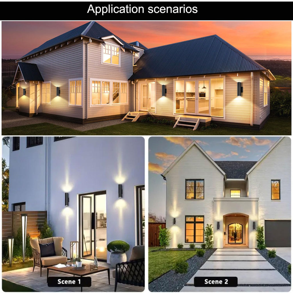 6Pack 14inch LED Square Up & Down wall Lights, 14W Outdoor Wall Light 4000K Day White Aluminum Body Waterproof IP65