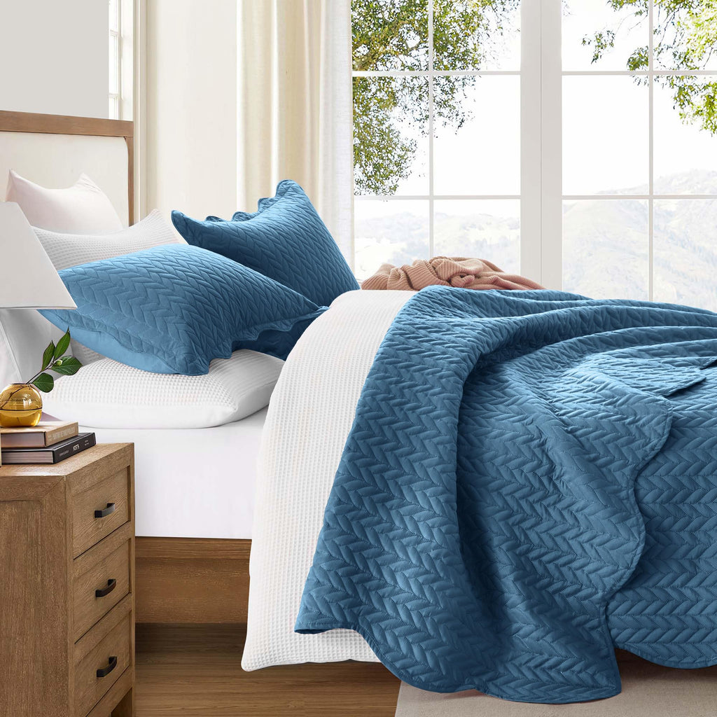 Quilt Sets Washed Blue, 3 Pieces
