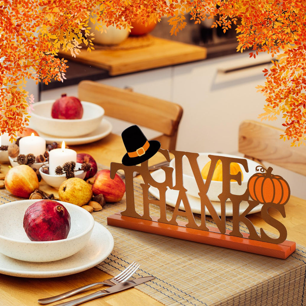 Happy Thanksgiving Table Sign Give Thanks Fall Decor