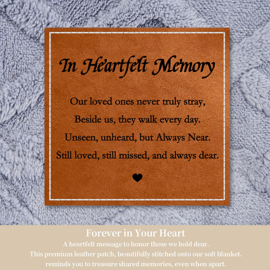 In Heartfelt Memory Blue Memorial Sympathy Blanket, Super Soft Throw for Grief, Unique Bereavement Gift for Loss of