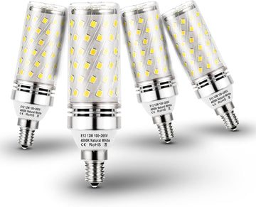 E12 T6 C7 12W LED Corn Bulb 100W Equivalent 1200lm 4000K Natural White