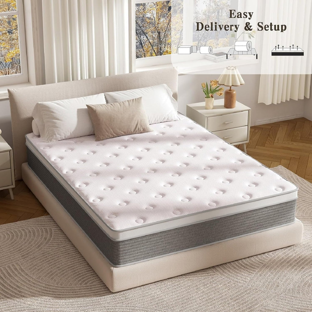 14 Inch Cal King Luxury Hybrid Mattress, Gel Foam & Pocket Spring | Cooling Gel Foam for Pressure Relief & Spine