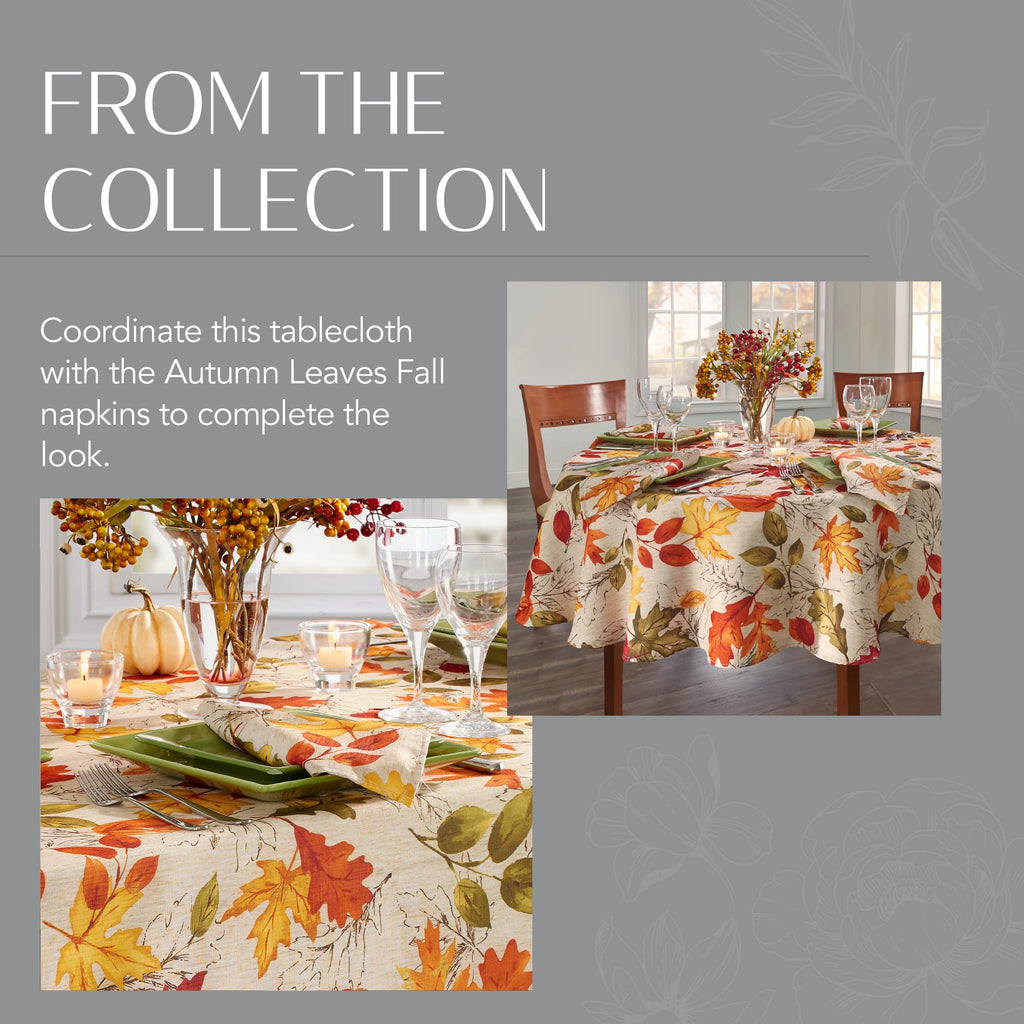 Autumn Leaves Fall Printed Tablecloth, Multicolor - 60"W x 84"L