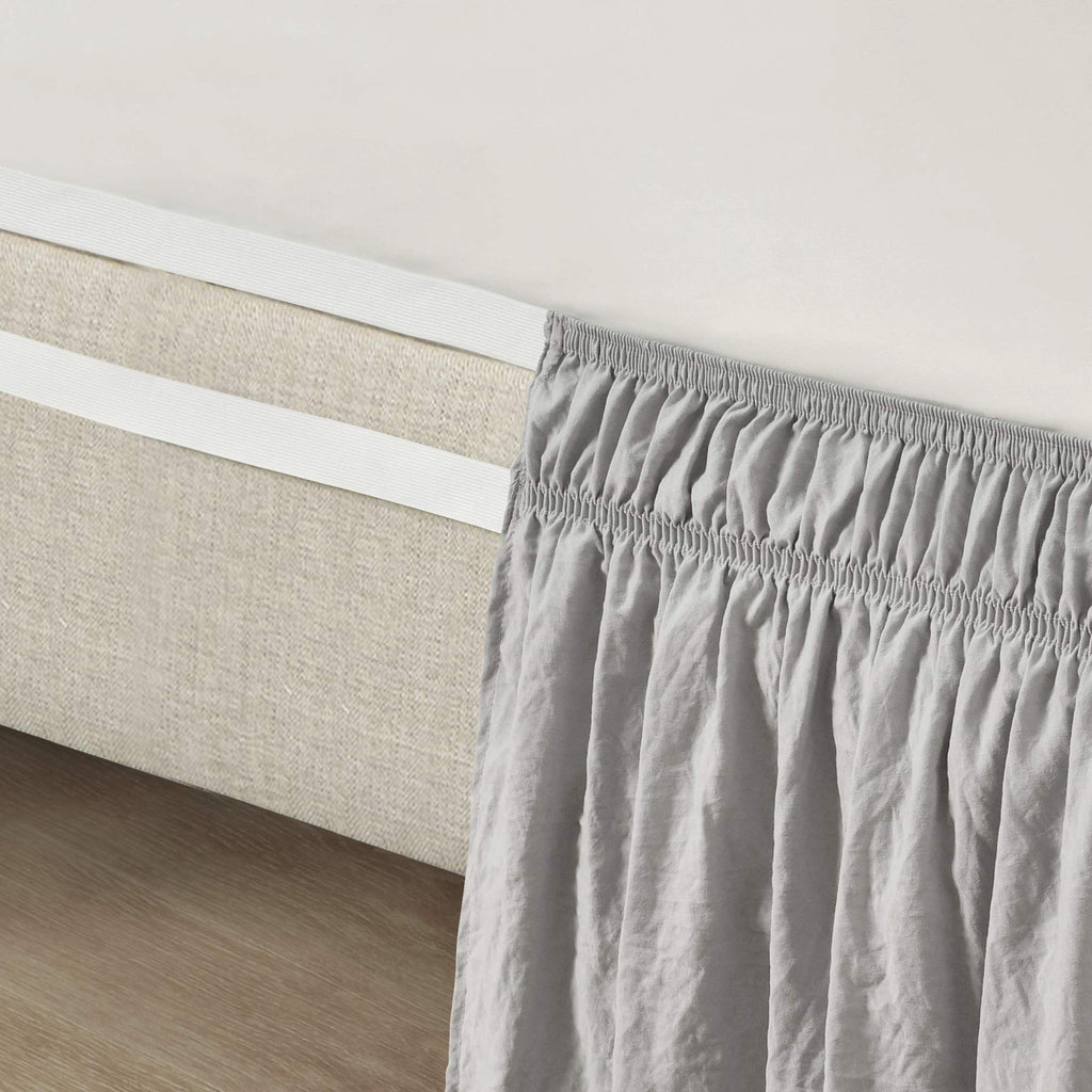 Ruched Ruffle Elastic Easy Wrap Around Bed Skirt Single Queen/King/Cal King Light Gray - Queen Bed Skirt - Dust