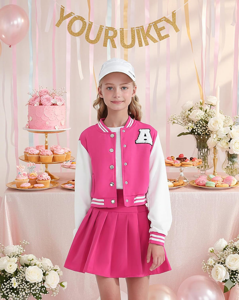 Girls Fall Winter Clothes 2 Piece Outfits Pleated Skirts Set