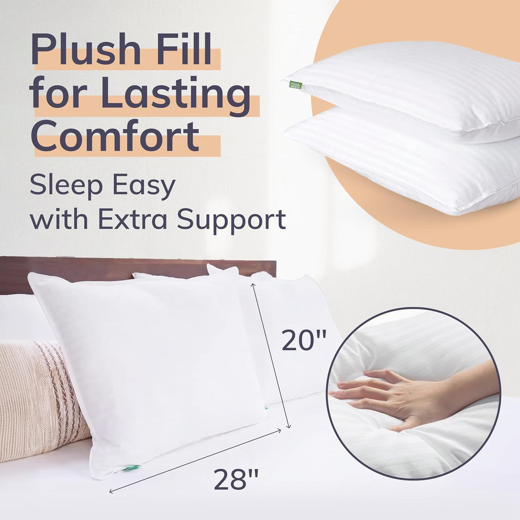 Premium Queen Size Bed Pillows - Set of 2, 28"x20" - Luxurious Ultra-Soft Cooling Pillow - Hotel Quality, Down