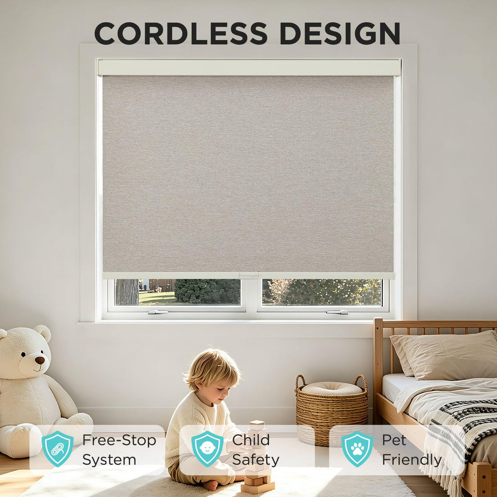 Blackout Roller Shades for Indoor Windows, Oatmeal