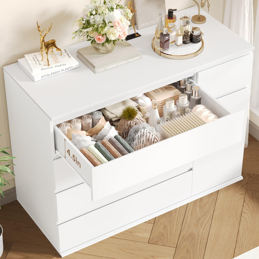 White Dresser, Dresser, Wide Chest of Drawers