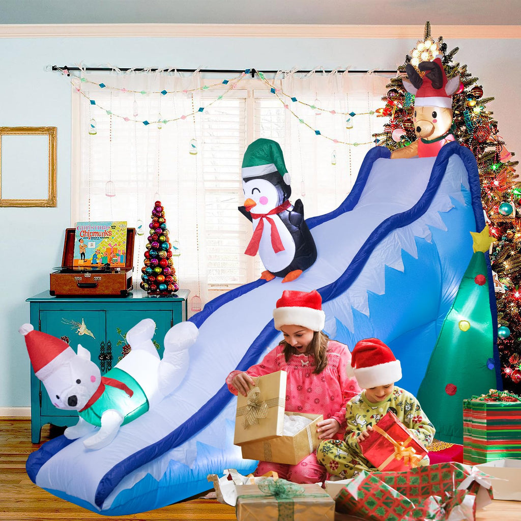 8.2FT Christmas Inflatable Outdoor Penguin Slide Yard Decor