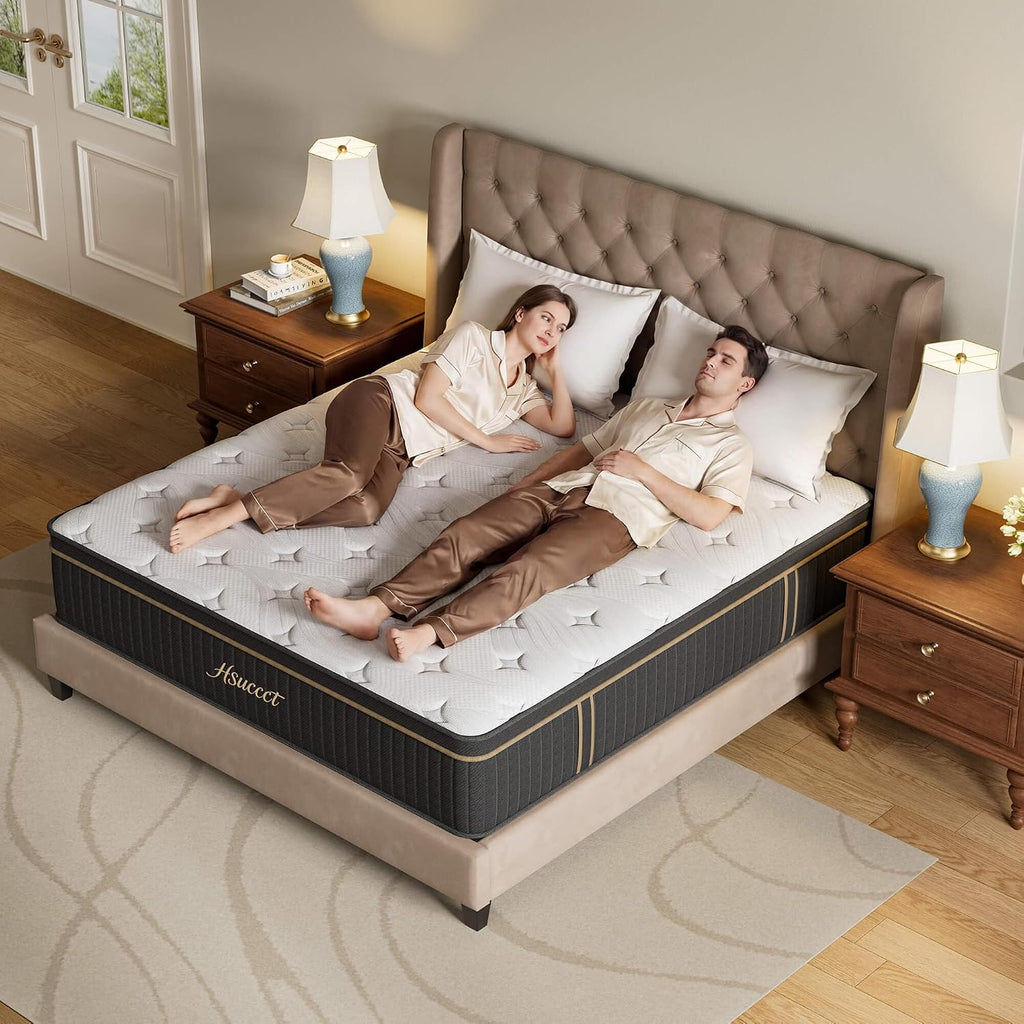 King Mattress 12 Inch, Luxury Hybrid Mattress King Size Bed in a Box for All Sleeping Positions, Gel Memory Foam &