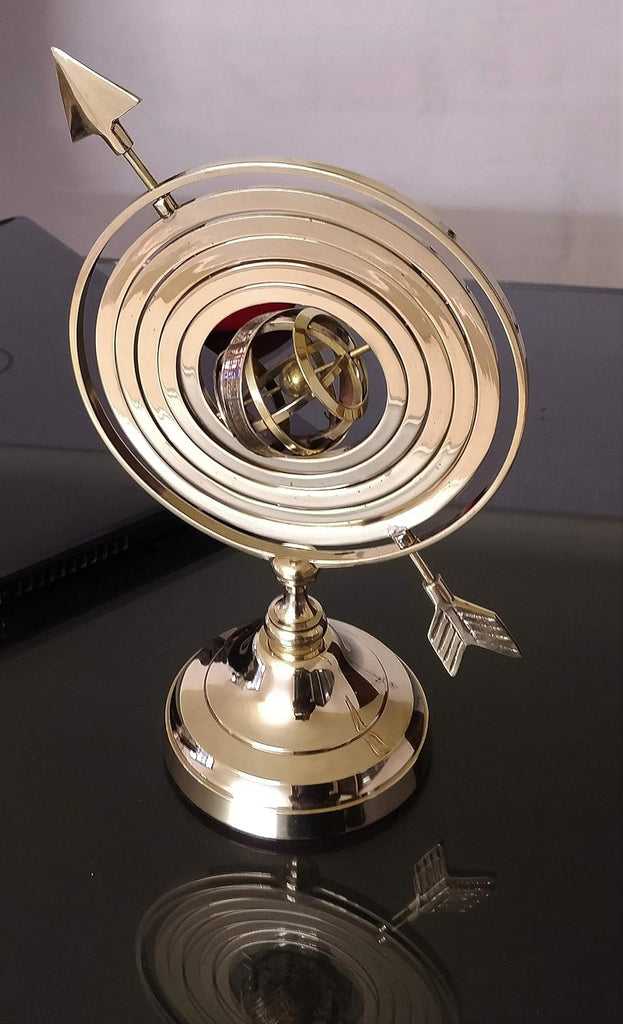 Brass 14 inches Large Armillary Sphere Globe Table Decor and Gift (Gold Finish)