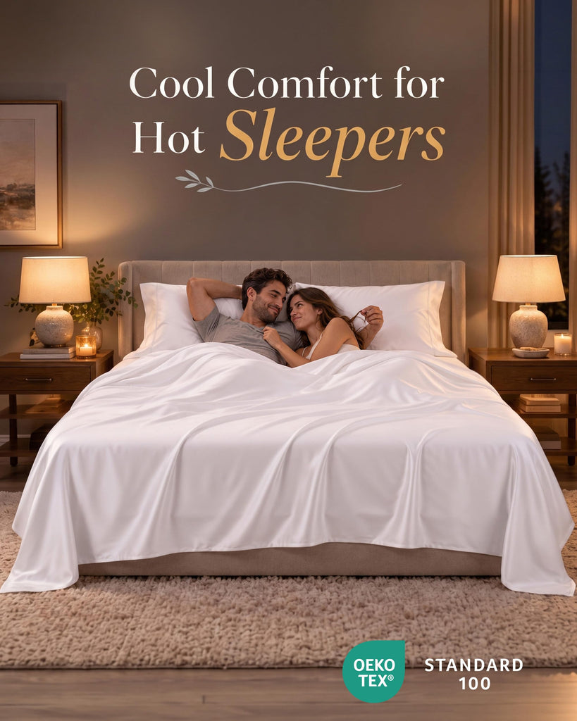 450TC 100% Cotton Sheet Set White - Long-Staple Silky Sateen Weave